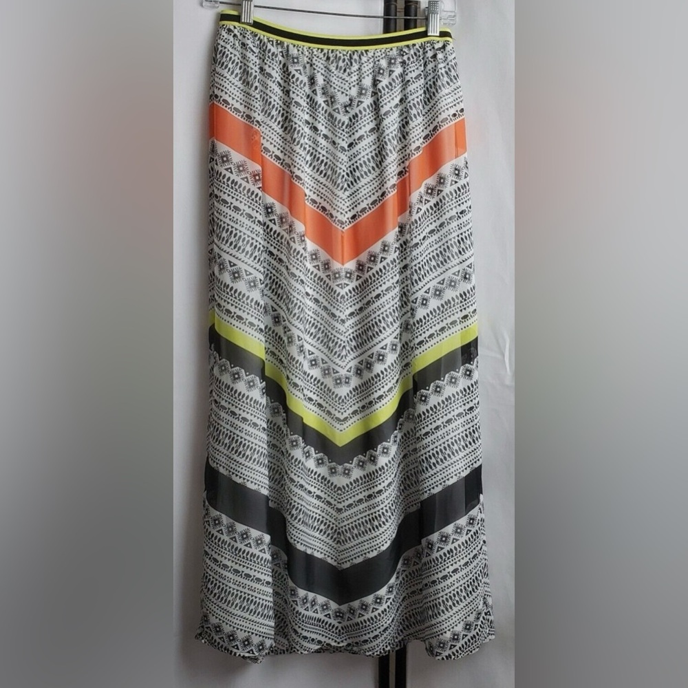 Old Navy Black and Orange Flowy Maxi Skirt
